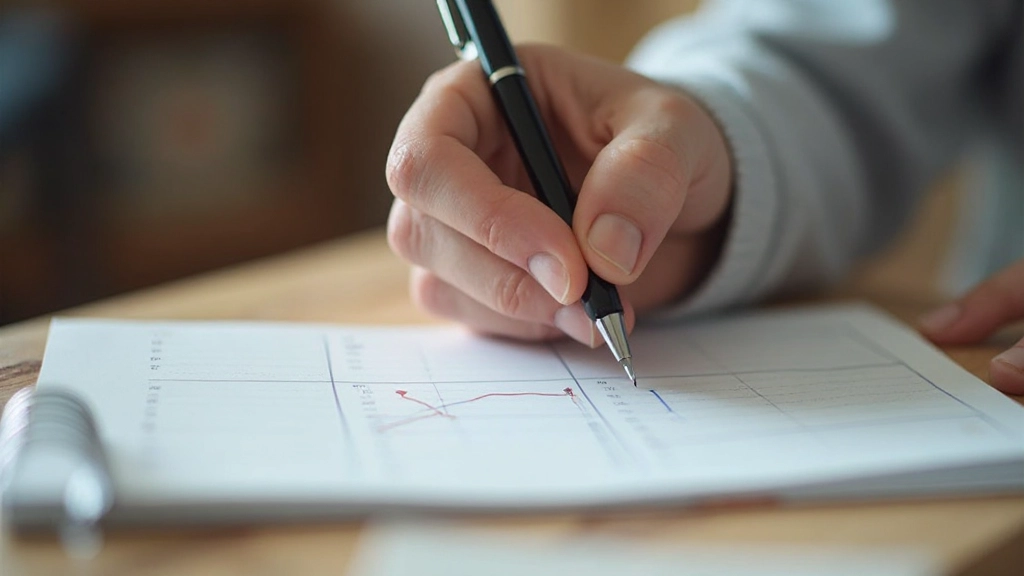 Nahaufnahme: Hand hält Stift über Tagesplaner, setzt Häkchen bei abgeschlossener Aufgabe