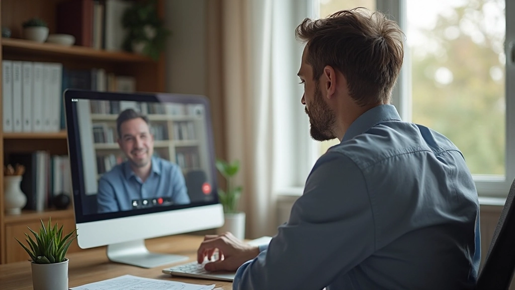 Zwei Menschen in Videokonferenz diskutieren Wochenplanung am Bildschirm