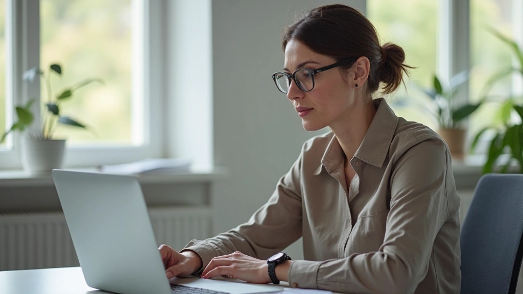 Person sitzt am Schreibtisch und analysiert Zeitverfolgung auf Laptop-Bildschirm mit Diagrammen