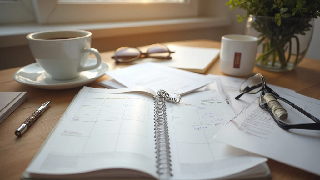 Produktiver Arbeitsplatz mit Planer und Zeitmanagement-Tools